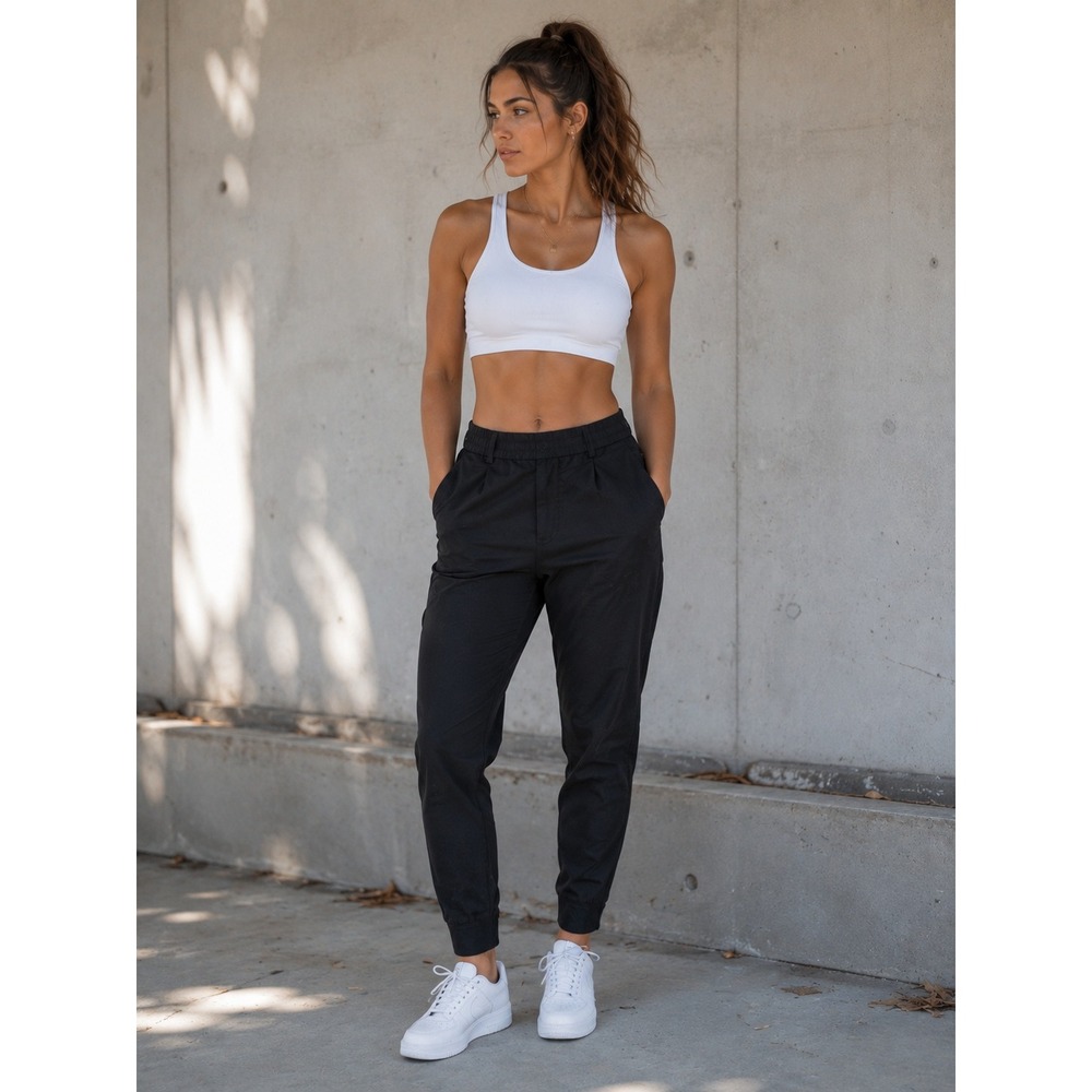 LBLC The Label Pants Womens Small Black Joggers Tapered Trousers Minimalist